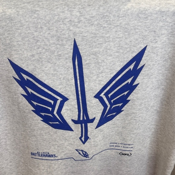 Under Armour Light Gray Hoodie with Blue Emblem - Picture 5 of 6